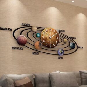 Solar System Planet Universe Multi Colored Wall Clock | Custom Made For Living Room, Office, Home Decor