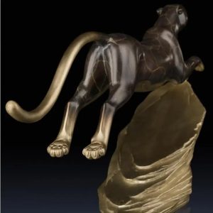 Designer Running Panther Brass Sculpture / Statue for Home Decor