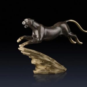 Designer Running Panther Brass Sculpture / Statue for Home Decor