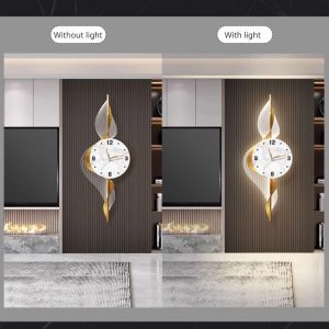 Golden Leaf Designer Wall Clock for Home Decor