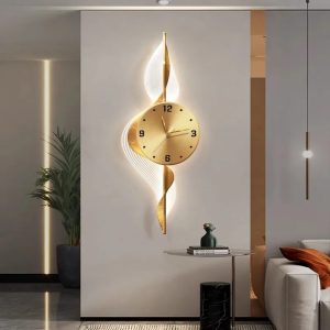 Golden Leaf Designer Wall Clock for Home Decor