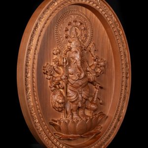 Lord Ganesha Wooden Carving Wall Art