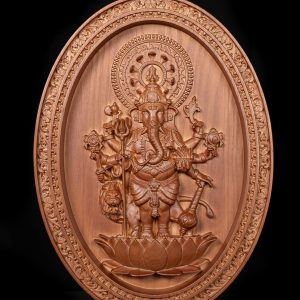 Lord Ganesha Wooden Carving Wall Art