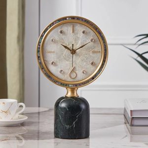 Marble Base with Diamonds Ring Designer Table Clock