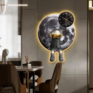 Modern Designer Astronaut and Moon Wall Clock