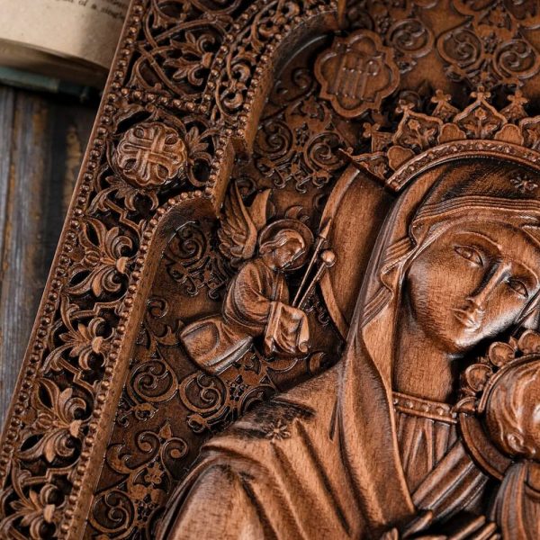 Wood Carved Wall Art of Our Lady of Perpetual Help - Image 5