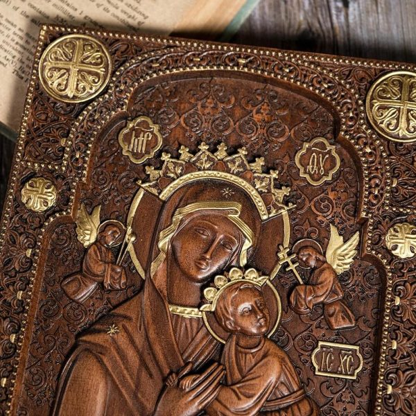 Wood Carved Wall Art of Our Lady of Perpetual Help - Image 4