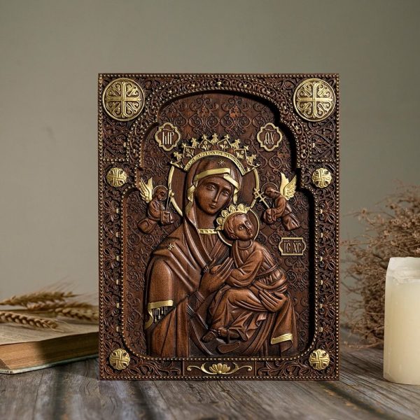 Wood Carved Wall Art of Our Lady of Perpetual Help