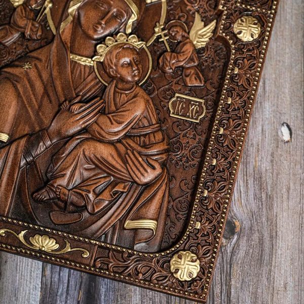 Wood Carved Wall Art of Our Lady of Perpetual Help - Image 3